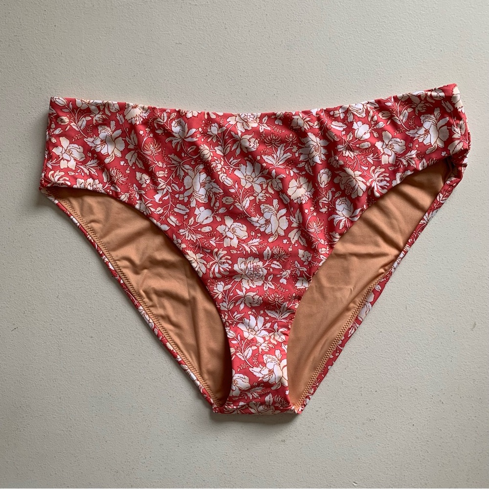J Crew Pink Floral High-Rise Bikini Bottom Size 2X Tossed Floral Swimwear NWT